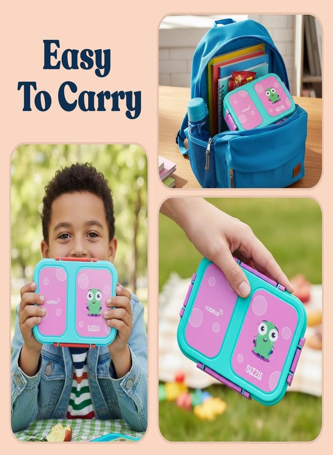 rabitat Yumzee Stainless Steel Lunch Box | 1+1 Year Brand Warranty | Tiffin Box for School | Lunch Box for Kids Boys & Girls | BPA Free, Leakproof & Durable Bento Design | 750 ml | Sizzle - Image 4